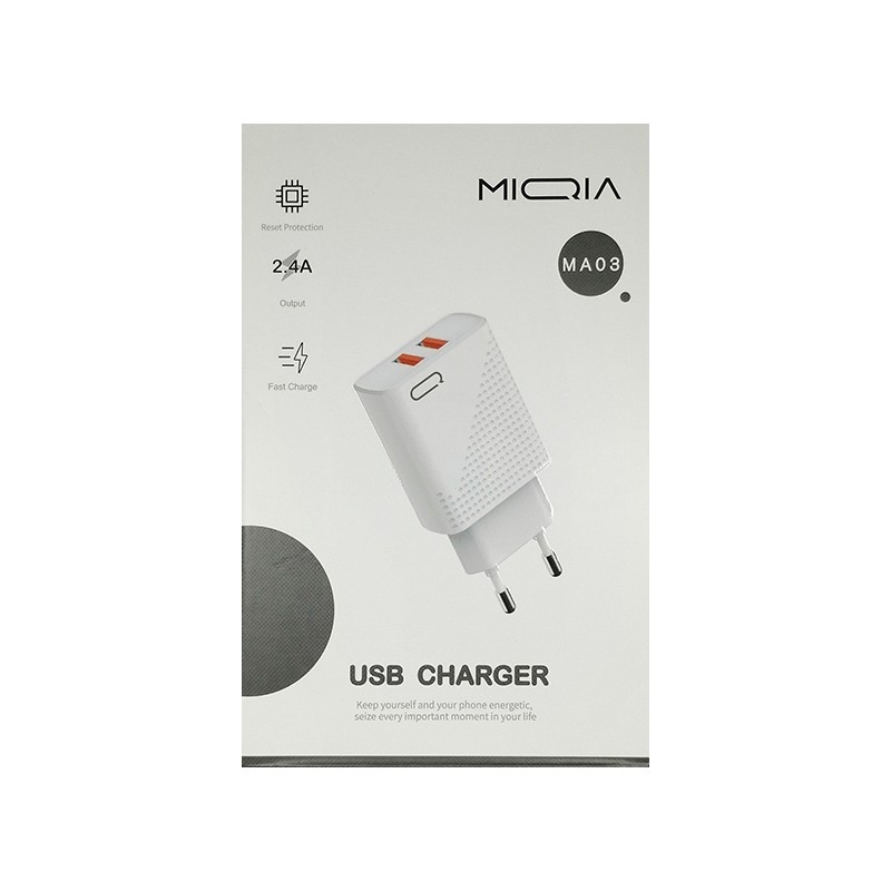 شارژر غیر فست میکیا MIQIA مدل MA03 به همراه کابل تایپ سی