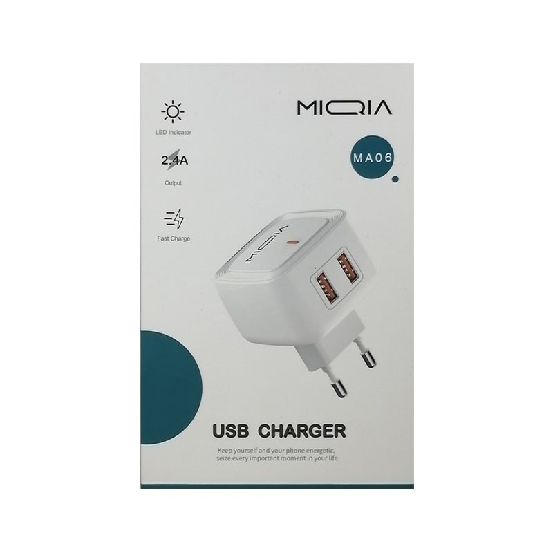 شارژر غیر فست میکیا MIQIA مدل MA06 به همراه کابل میکرو یو اس بی